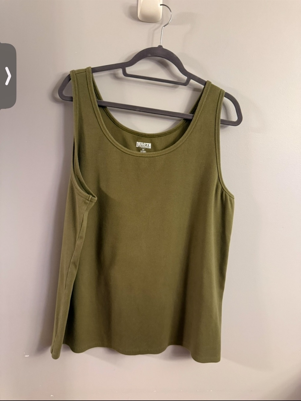 Duluth Trading No-Yank Ribbed Tank Top Olive Green 3X Cotton Stretch